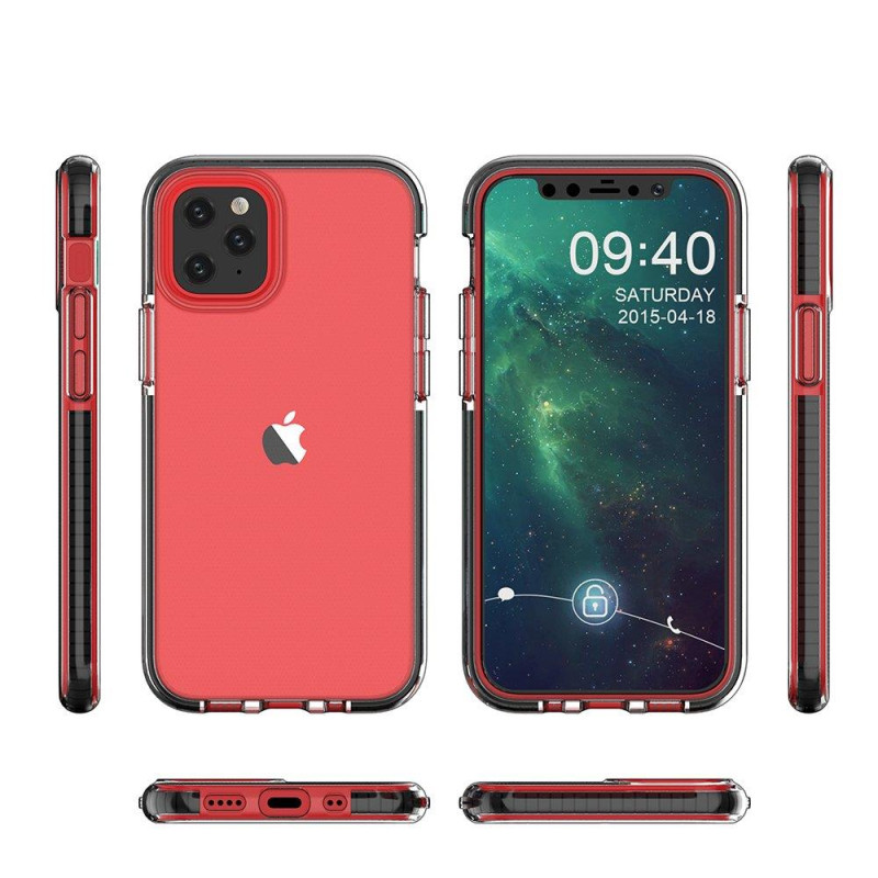 Spring Case, gelinis dėklas su spalvingu rėmeliu iPhone 13 mini, tamsiai rožinis
