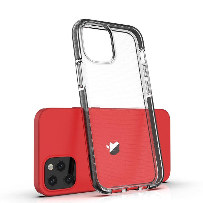 Spring Case, gelinis dėklas su spalvingu rėmeliu iPhone 13 mini, tamsiai rožinis