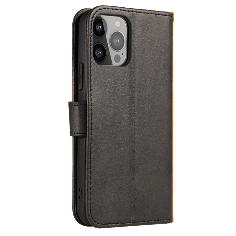 Magnet Case elegantiškas dėklas su atvartu ir stovo funkcija, skirtas iPhone 13 Pro Max, juodas