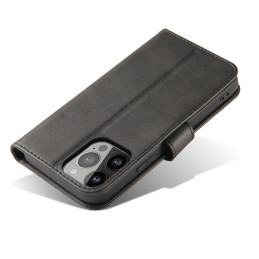 Magnet Case elegantiškas dėklas su atvartu ir stovo funkcija, skirtas iPhone 13 Pro Max, juodas