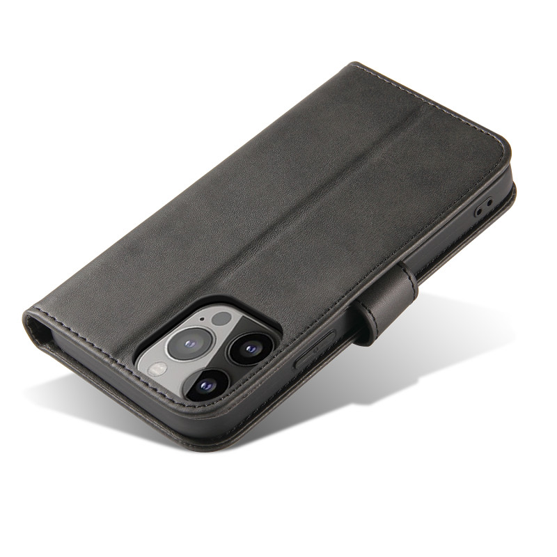Magnet Case elegantiškas dėklas su atvartu ir stovo funkcija, skirtas iPhone 13 Pro Max, juodas