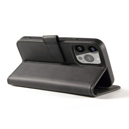 Magnet Case elegantiškas dėklas su atvartu ir stovo funkcija, skirtas iPhone 13 Pro Max, juodas