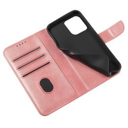 Magnetinis dėklas, elegantiškas dėklas su atvartu ir stovo funkcija iPhone 13 Pro, rožinis
