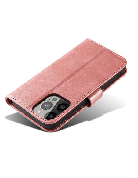 Magnetinis dėklas, elegantiškas dėklas, dangtelis su atvartu ir stovo funkcija iPhone 13, rožinė Magnetinis dėklas, elegantiškas dėklas, dangtelis su atvartu ir stovo funkcija iPhone 13, rožinė
