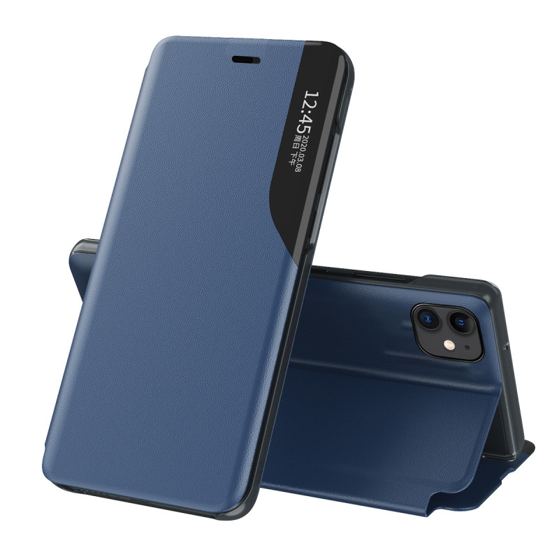 Eco Leather View Case, elegantiškas dėklas su atvartu ir stovo funkcija, skirtas iPhone 13 Pro Max, mėlynas Eco Leather View Case, elegantiškas dėklas su atvartu ir stovo funkcija, skirtas iPhone 13 Pro Max, mėlynas