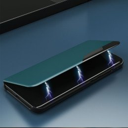 Elegantiškas Eco Leather View Case dėklas su atvartu ir stovo funkcija, skirtas iPhone 13 Pro Max raudonas