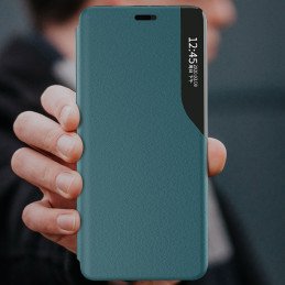 Eco Leather View Case, elegantiškas dėklas su atvartu ir stovo funkcija, skirtas iPhone 13 Pro, oranžinis