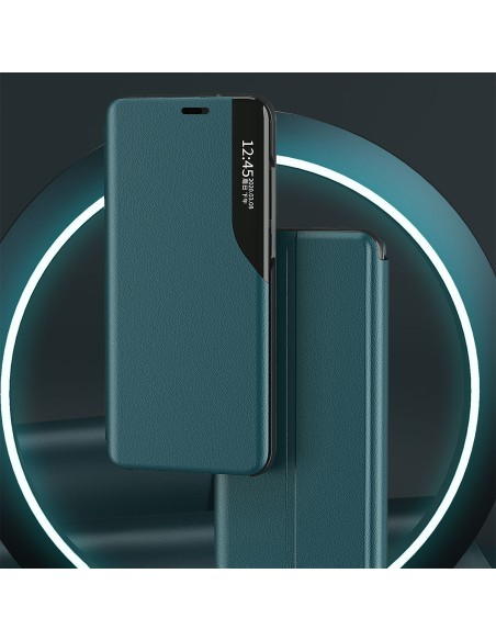Eco Leather View Case, elegantiškas dėklas su atvartu ir stovo funkcija, skirtas iPhone 13, raudonas Eco Leather View Case, elegantiškas dėklas su atvartu ir stovo funkcija, skirtas iPhone 13, raudonas