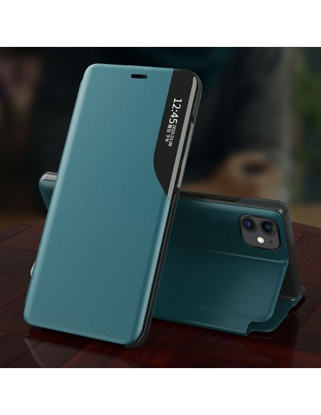 Eco Leather View Case, elegantiškas dėklas su atvartu ir stovo funkcija, skirtas iPhone 13, raudonas Eco Leather View Case, elegantiškas dėklas su atvartu ir stovo funkcija, skirtas iPhone 13, raudonas