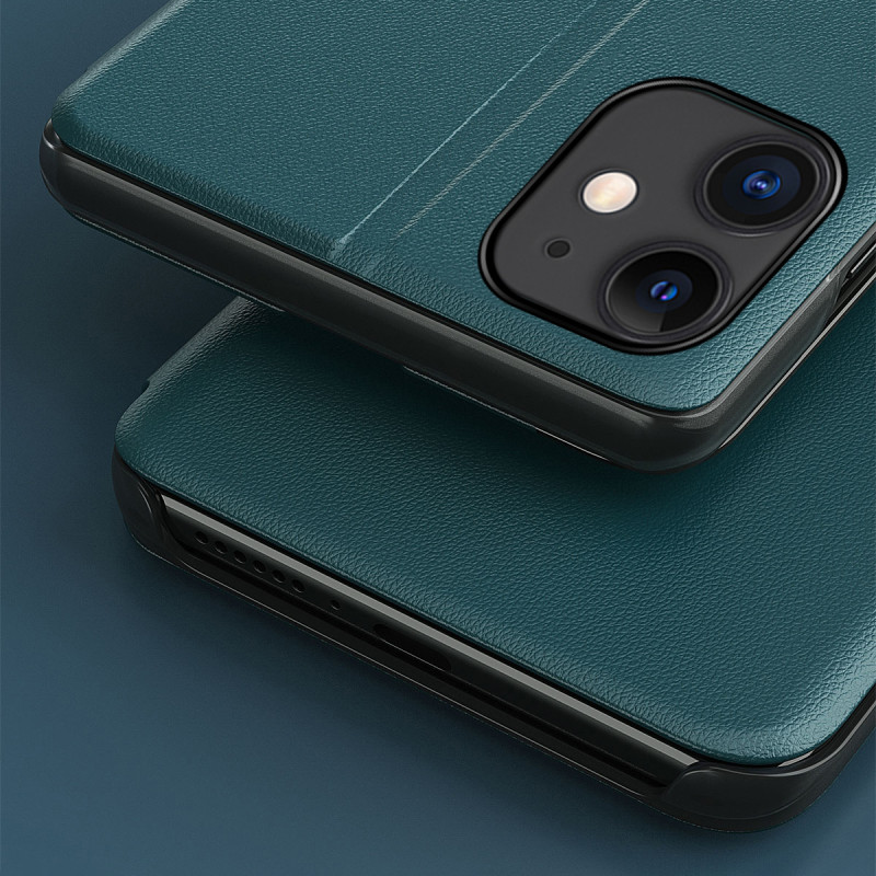 Eco Leather View Case, elegantiškas dėklas su atvartu ir stovo funkcija, skirtas iPhone 13, raudonas