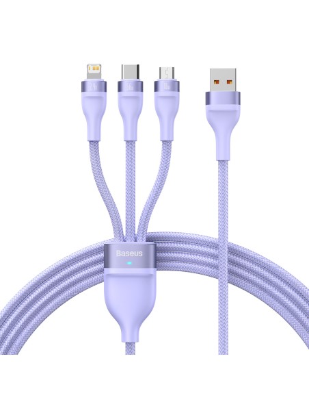 3in1 USB greito įkrovimo laidas USB-C mikro-USB iPhone Lightning 1,2m violetinė 3in1 USB greito įkrovimo laidas USB-C mikro-USB iPhone Lightning 1,2m violetinė