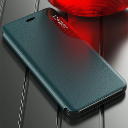 Elegantiškas Eco Leather View Case dėklas su atvartu ir stovo funkcija skirta iPhone 13 mini violetinei