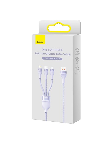 3in1 USB greito įkrovimo laidas USB-C mikro-USB iPhone Lightning 1,2m violetinė 3in1 USB greito įkrovimo laidas USB-C mikro-USB iPhone Lightning 1,2m violetinė