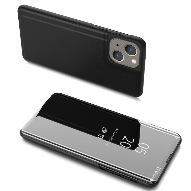 Clear View Case iPhone 13 mini juodas atverčiamas dėklas