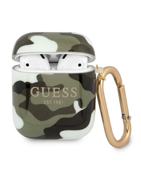 Guess Camo Collection dėklas, skirtas AirPods 1/ 2 – žalias Guess Camo Collection dėklas, skirtas AirPods 1/ 2 – žalias