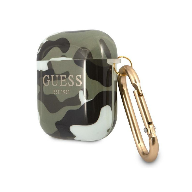 Guess Camo Collection dėklas, skirtas AirPods 1/ 2 – žalias