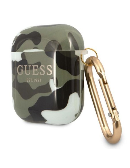 Guess Camo Collection dėklas, skirtas AirPods 1/ 2 – žalias Guess Camo Collection dėklas, skirtas AirPods 1/ 2 – žalias