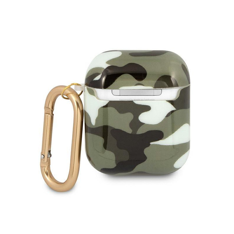 Guess Camo Collection dėklas, skirtas AirPods 1/ 2 – žalias