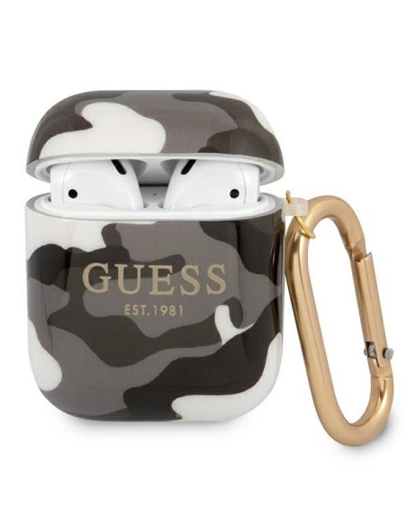 Guess Camo Collection dėklas, skirtas AirPods 1/ 2 – juodas Guess Camo Collection dėklas, skirtas AirPods 1/ 2 – juodas