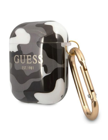 Guess Camo Collection dėklas, skirtas AirPods 1/ 2 – juodas Guess Camo Collection dėklas, skirtas AirPods 1/ 2 – juodas
