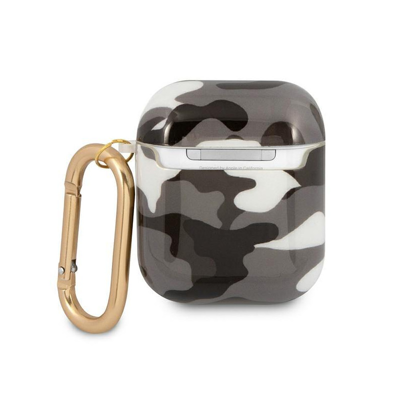 Guess Camo Collection dėklas, skirtas AirPods 1/ 2 – juodas