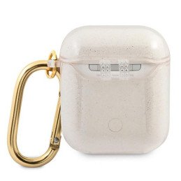 Guess Glitter Collection dėklas, skirtas AirPods 1/ 2 – auksinis