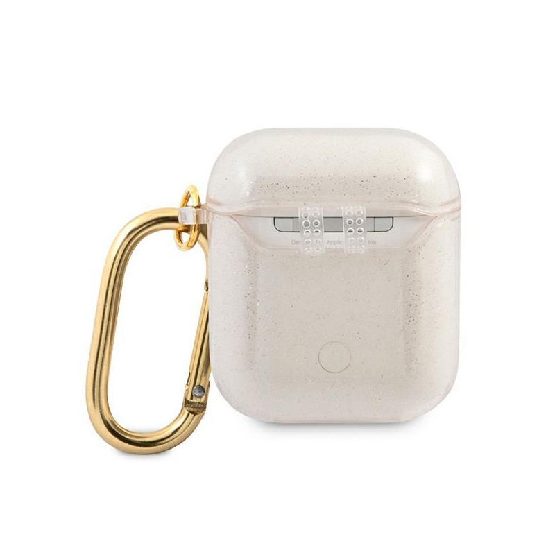 Guess Glitter Collection dėklas, skirtas AirPods 1/ 2 – auksinis