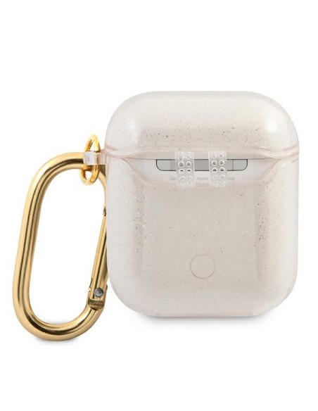 Guess Glitter Collection dėklas, skirtas AirPods 1/ 2 – auksinis Guess Glitter Collection dėklas, skirtas AirPods 1/ 2 – auksinis