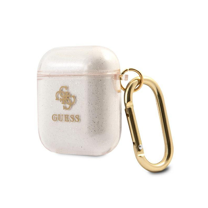Guess Glitter Collection dėklas, skirtas AirPods 1/ 2 – auksinis