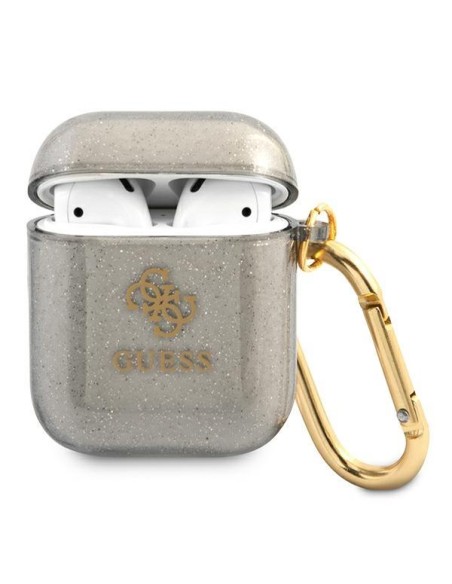 Guess Glitter Collection dėklas, skirtas AirPods 1/ 2 – juodas Guess Glitter Collection dėklas, skirtas AirPods 1/ 2 – juodas