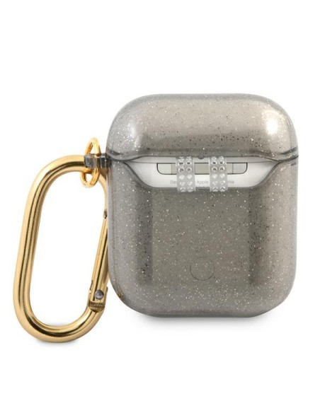 Guess Glitter Collection dėklas, skirtas AirPods 1/ 2 – juodas Guess Glitter Collection dėklas, skirtas AirPods 1/ 2 – juodas