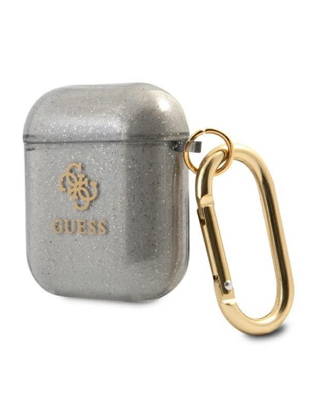 Guess Glitter Collection dėklas, skirtas AirPods 1/ 2 – juodas Guess Glitter Collection dėklas, skirtas AirPods 1/ 2 – juodas