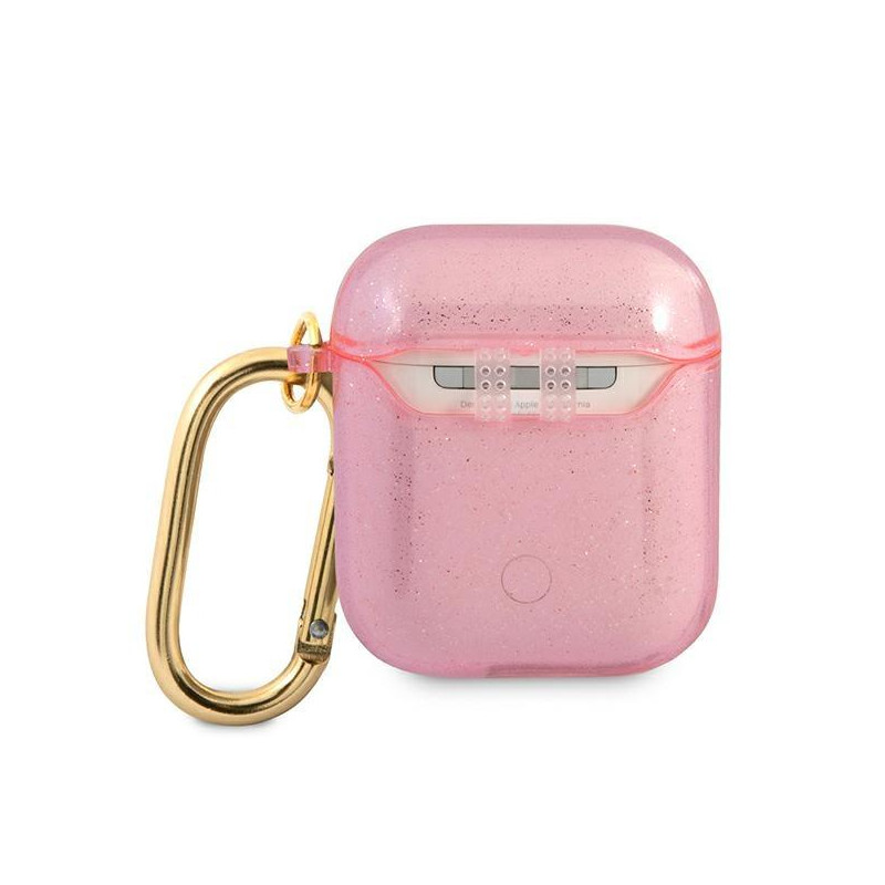 Guess Glitter Collection dėklas, skirtas AirPods 1/ 2 – rožinis