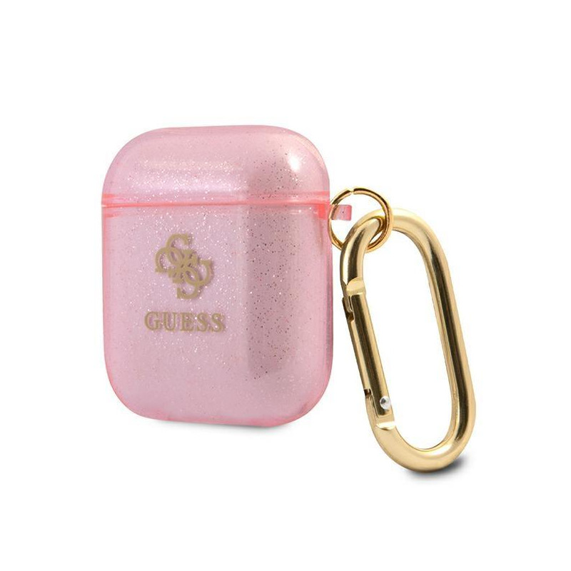 Guess Glitter Collection dėklas, skirtas AirPods 1/ 2 – rožinis