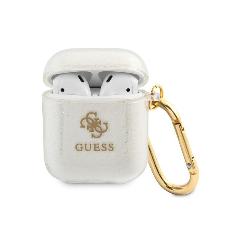 Guess Glitter Collection dėklas, skirtas AirPods 1/ 2 - skaidrus
