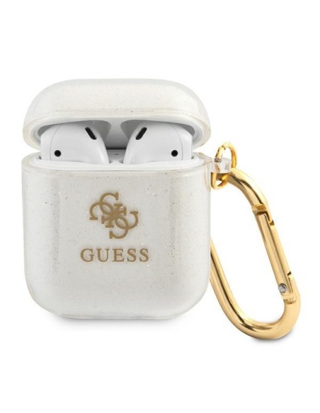 Guess Glitter Collection dėklas, skirtas AirPods 1/ 2 - skaidrus Guess Glitter Collection dėklas, skirtas AirPods 1/ 2 - skaidrus