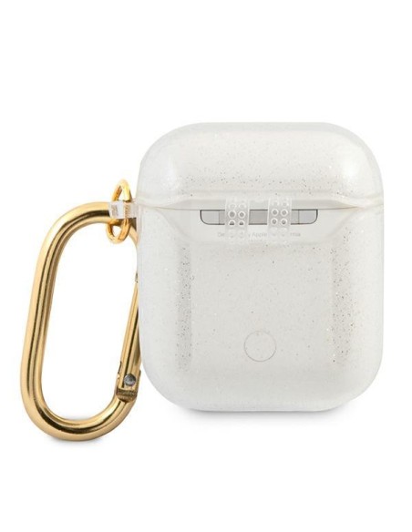 Guess Glitter Collection dėklas, skirtas AirPods 1/ 2 - skaidrus Guess Glitter Collection dėklas, skirtas AirPods 1/ 2 - skaidrus