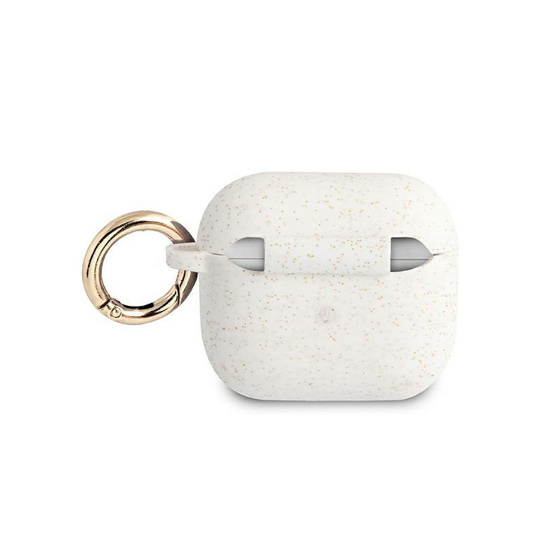 Guess Silicone Glitter dėklas, skirtas AirPods 3 – baltas