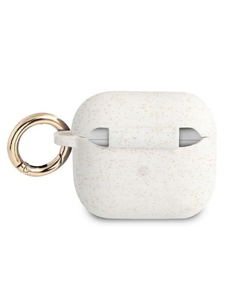 Guess Silicone Glitter dėklas, skirtas AirPods 3 – baltas Guess Silicone Glitter dėklas, skirtas AirPods 3 – baltas