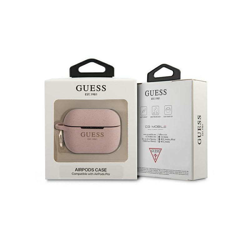 Guess Silicone Glitter dėklas, skirtas AirPods Pro – rožinis