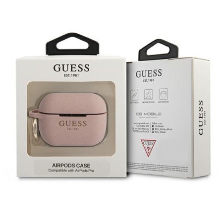 Guess Silicone Glitter dėklas, skirtas AirPods Pro – rožinis Guess Silicone Glitter dėklas, skirtas AirPods Pro – rožinis
