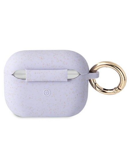 Guess Silicone Glitter dėklas, skirtas AirPods Pro – violetinis Guess Silicone Glitter dėklas, skirtas AirPods Pro – violetinis