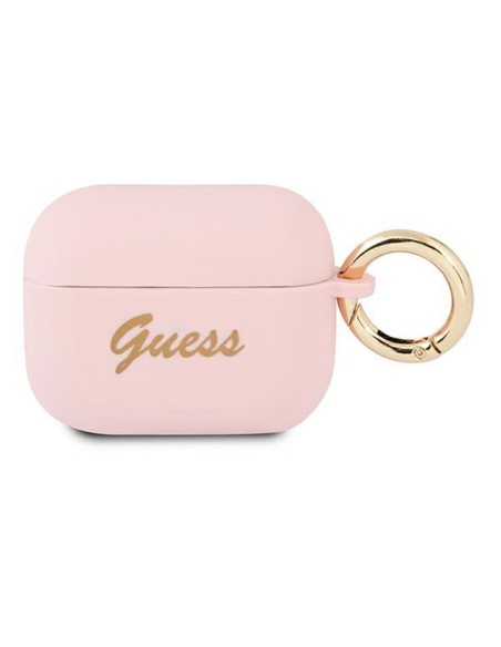Guess Silicone Vintage Script dėklas, skirtas AirPods Pro – rožinis Guess Silicone Vintage Script dėklas, skirtas AirPods Pro – rožinis