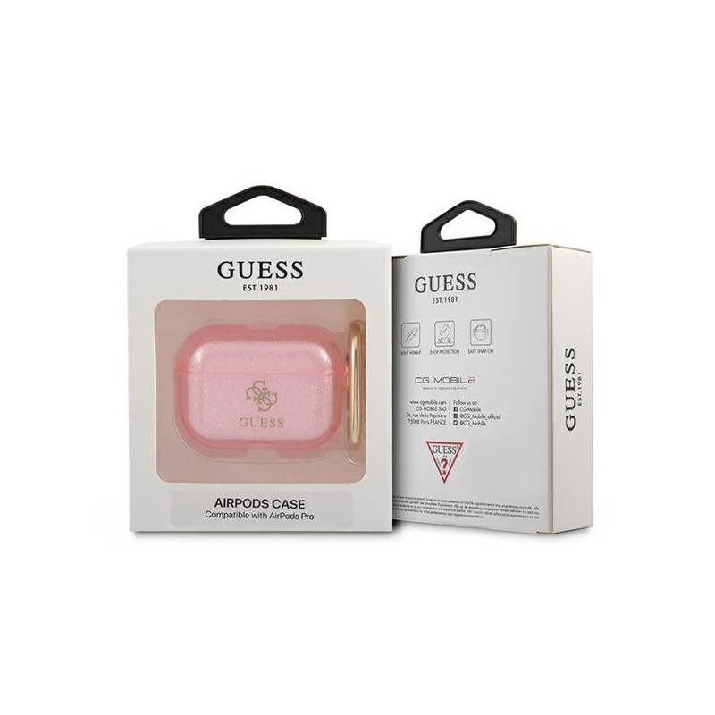 Guess Glitter Collection dėklas, skirtas AirPods Pro – rožinis
