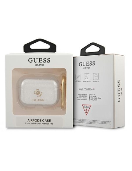 Guess Glitter Collection dėklas, skirtas AirPods Pro – skaidrus Guess Glitter Collection dėklas, skirtas AirPods Pro – skaidrus