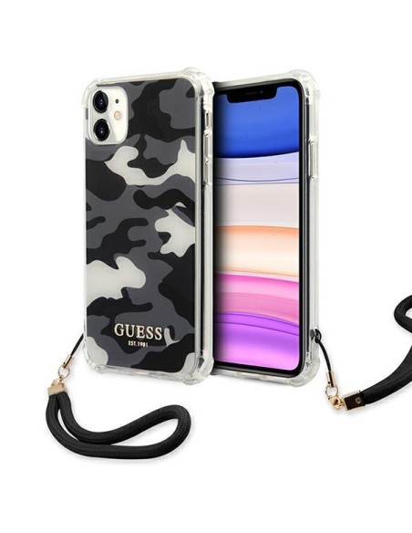 Guess Camo Collection dėklas, skirtas iPhone 11 / Xr - juodas Guess Camo Collection dėklas, skirtas iPhone 11 / Xr - juodas