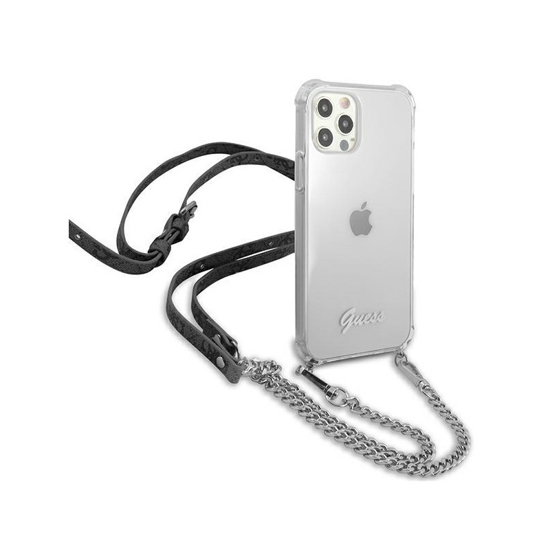 Guess 4G Silver Chain dėklas iPhone 12 Pro Max - skaidrus