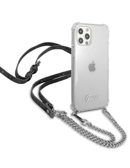 Guess 4G Silver Chain dėklas iPhone 12 Pro Max - skaidrus Guess 4G Silver Chain dėklas iPhone 12 Pro Max - skaidrus