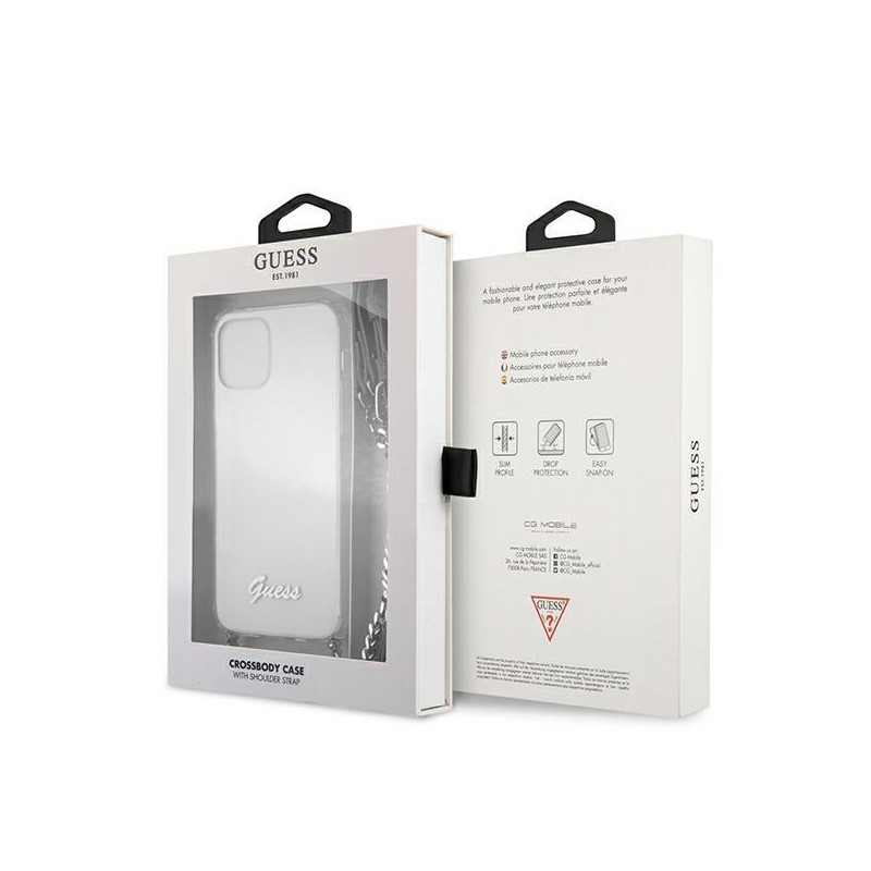 Guess 4G Silver Chain dėklas iPhone 12 Pro Max - skaidrus