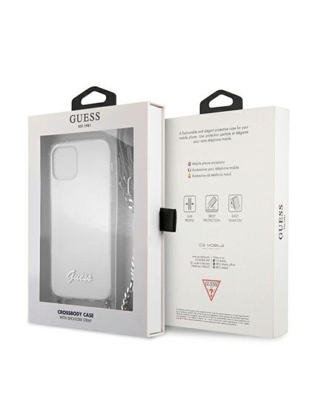 Guess 4G Silver Chain dėklas iPhone 12 Pro Max - skaidrus Guess 4G Silver Chain dėklas iPhone 12 Pro Max - skaidrus